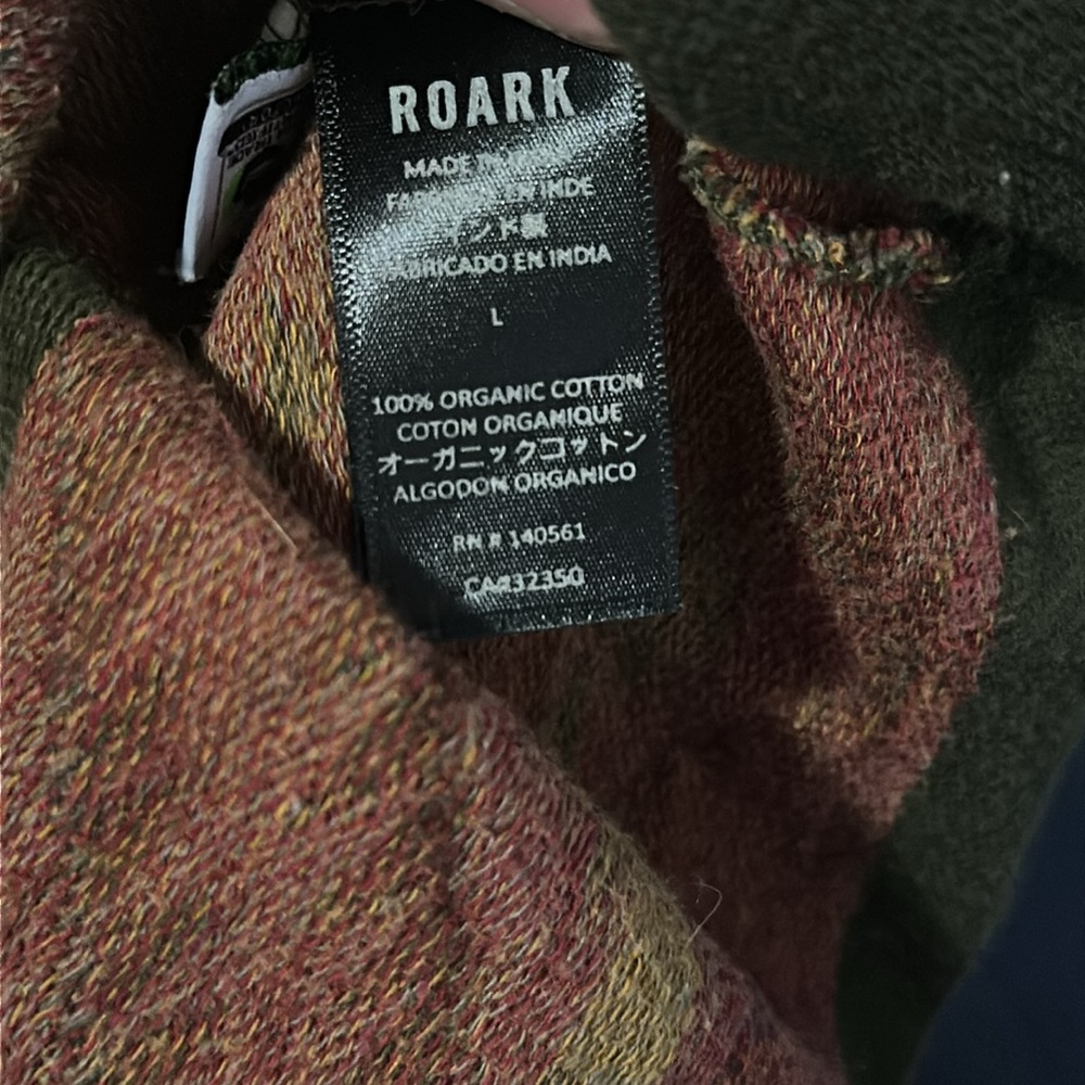 Roark 100% Organic Cotton Green Patterned Shirt with front pocket. Size L. - Picture 8 of 8